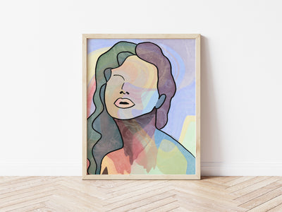 Colorful Woman Line Art Print