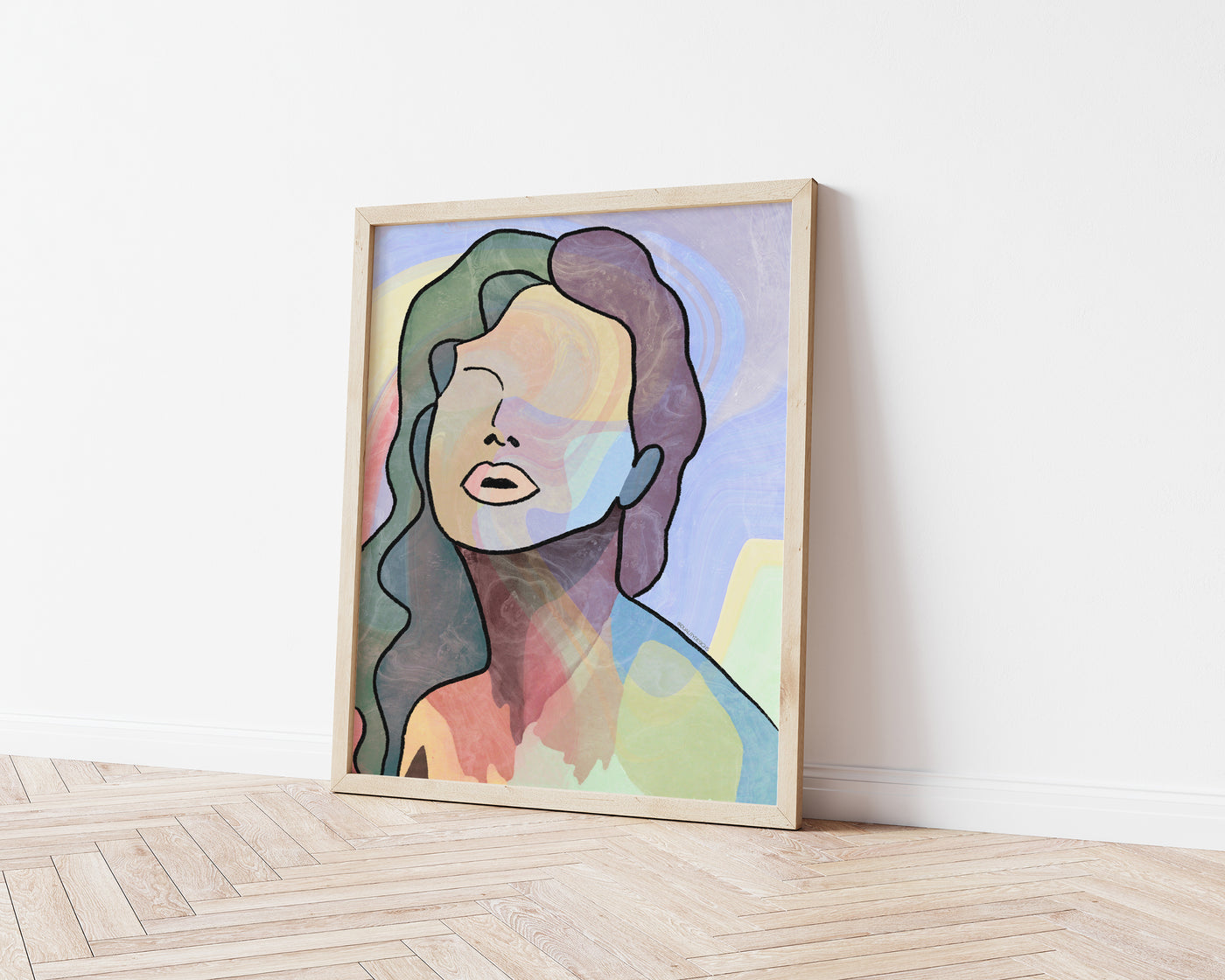 Colorful Woman Line Art Print